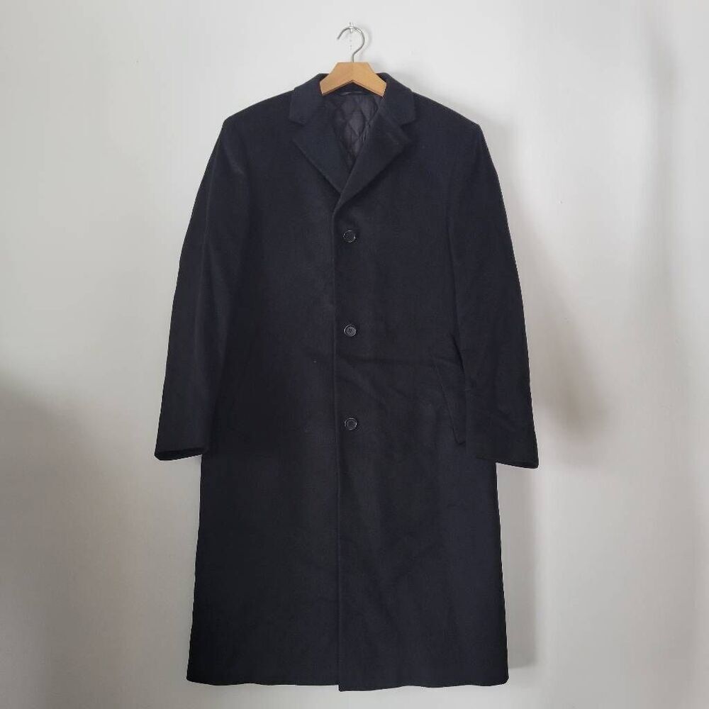 Pierre Cardin Crotti di Fabio Wool Cashmere Quilted Lined Coat Black Size 48R Fe